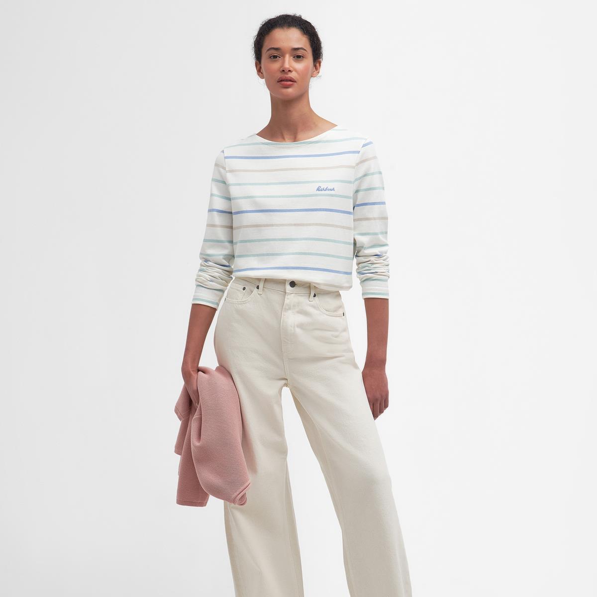 Cloud Stripe Barbour Womens Hawkins Top PRE-AW24 On Model
