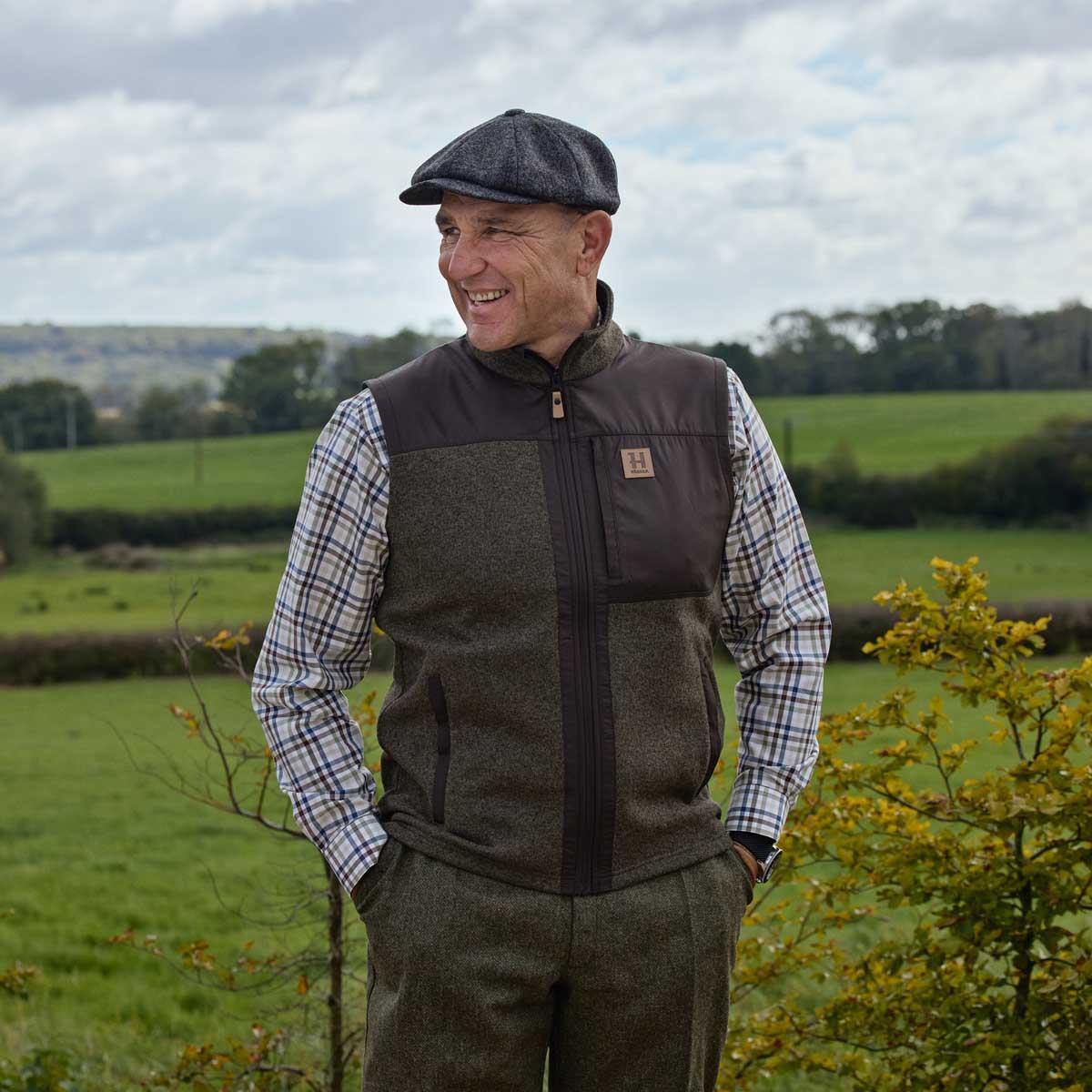 Willow Green/Shadow Brown Harkila Kalix Fleece Waistcoat Lifestyle