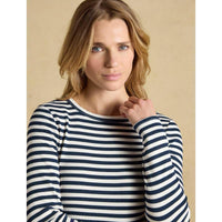 Navy Creme Joules Womens Sophie Long Sleeve Top Collar Detail