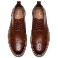 Mid Tan Leather Clarks Mens Aldwin Limit Brogue Shoe Top