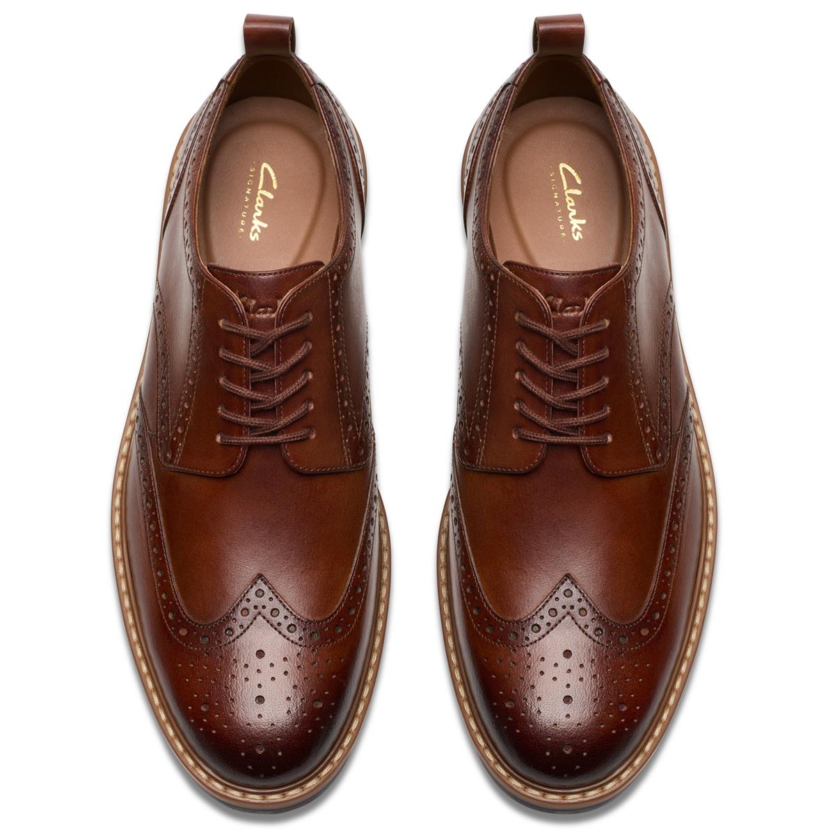 Mid Tan Leather Clarks Mens Aldwin Limit Brogue Shoe Top