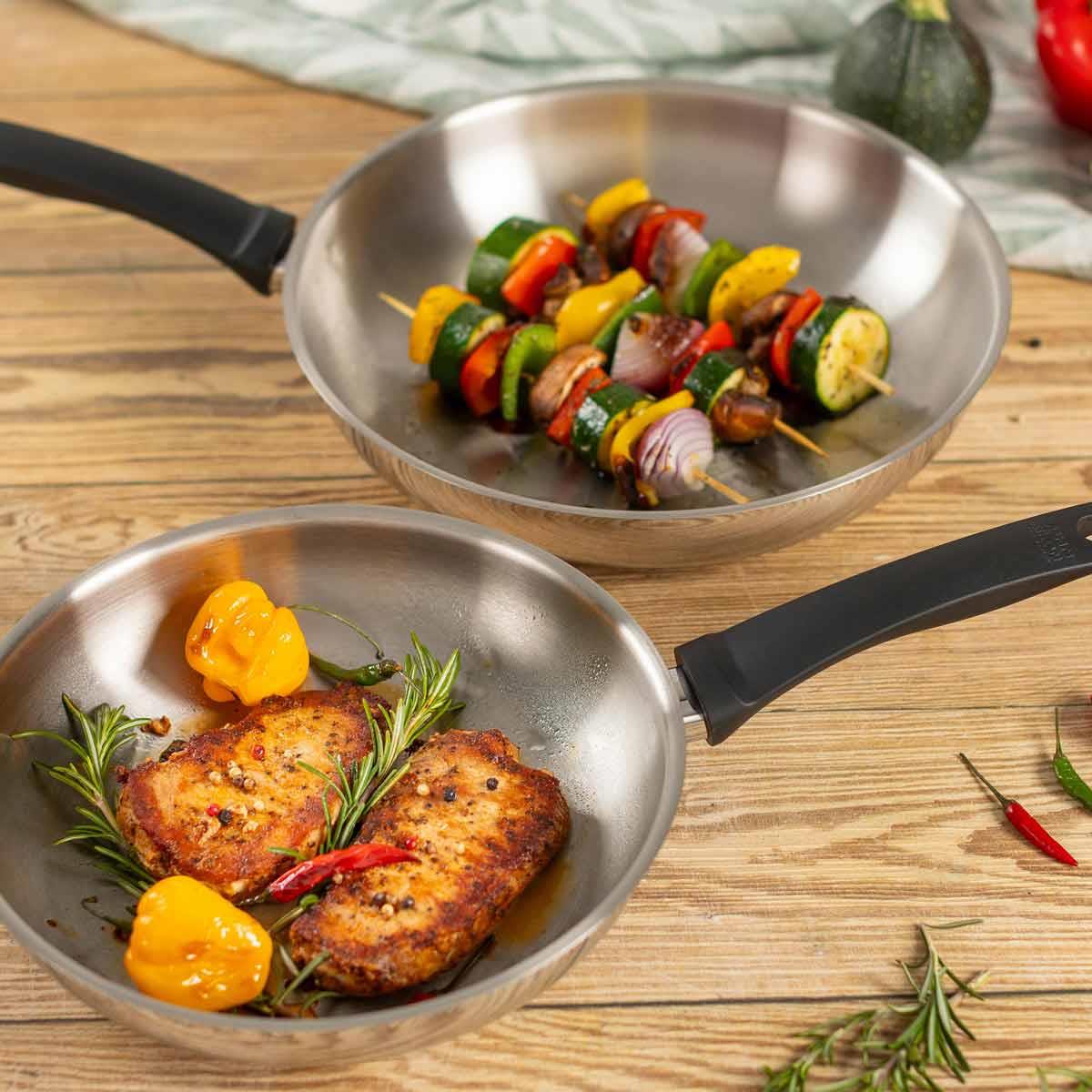 Kuhn Rikon Classic Induction Frying Pan Set Uncoated 24cm and 28cm