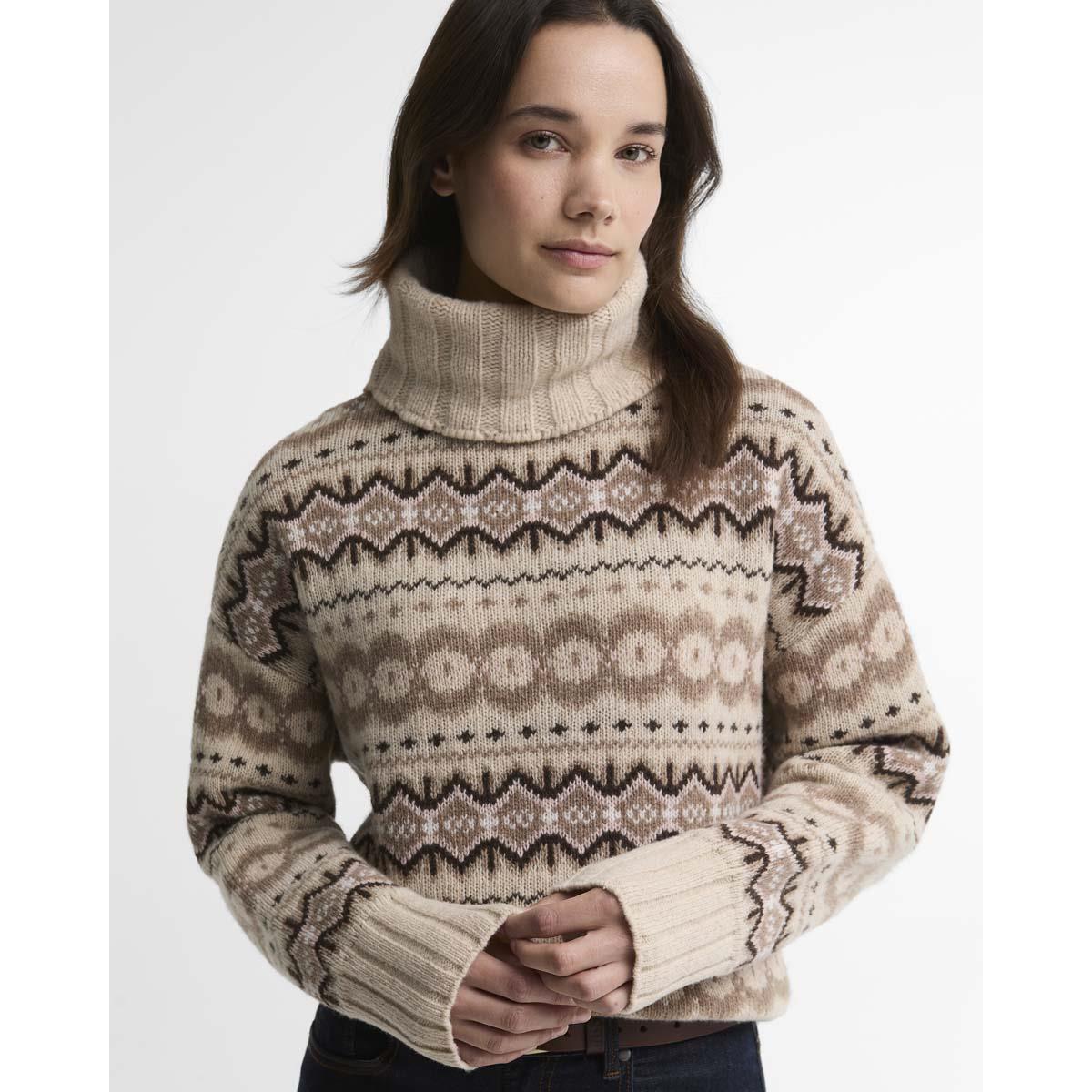 Birch Multi Barbour Womens Helen Knitted Jumper COLLAR