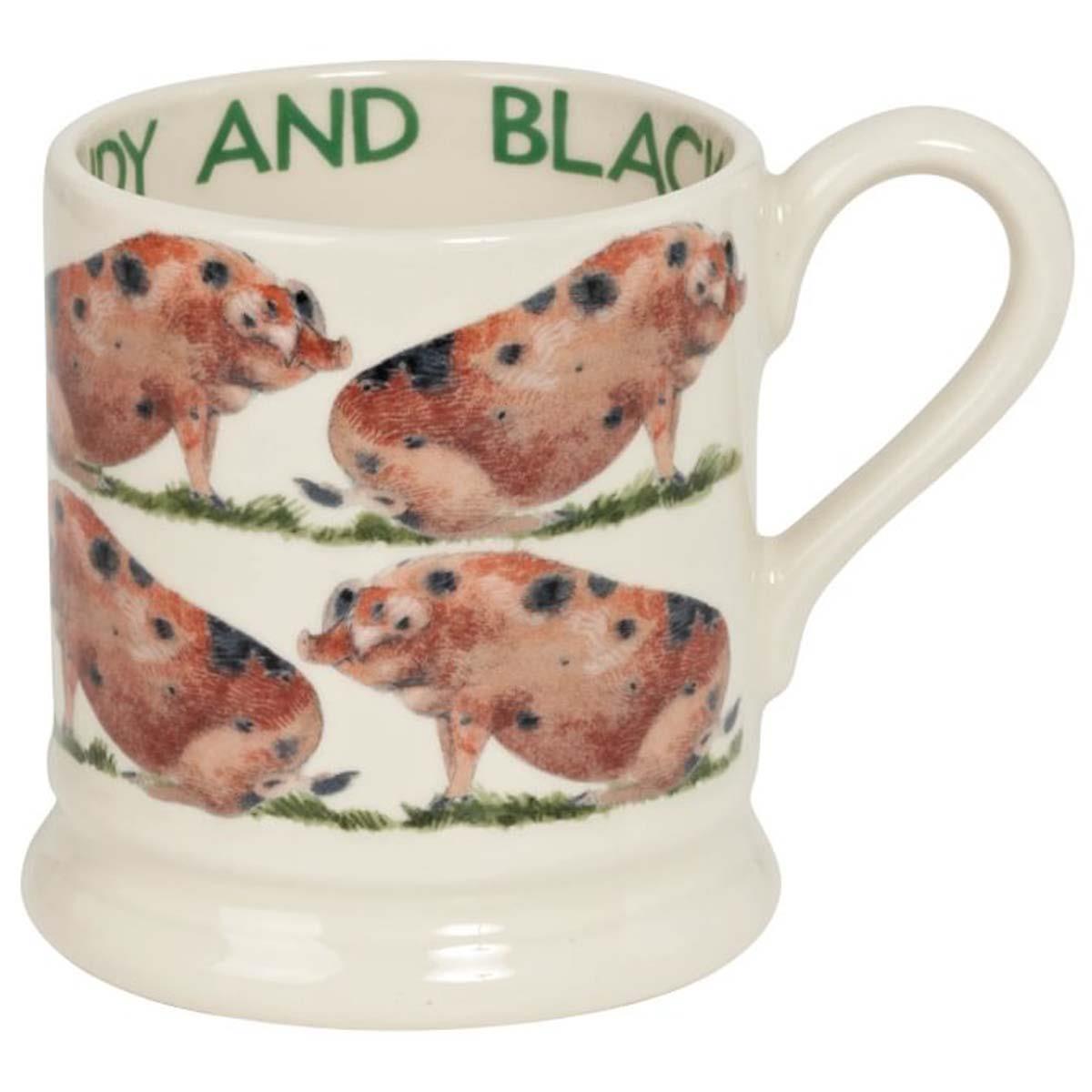 Emma Bridgewater Farmyard Animals Sandy and Black Pig Half Pint Mug