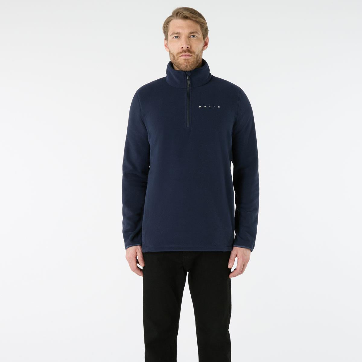 Navy Musto Mens EVO Polartec 200 Fleece On Model