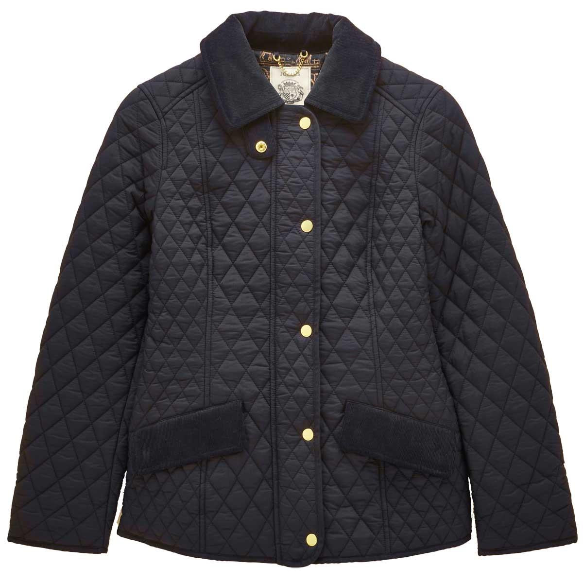Navy Joules Womens Highclere Showerproof Quilted Jacket
