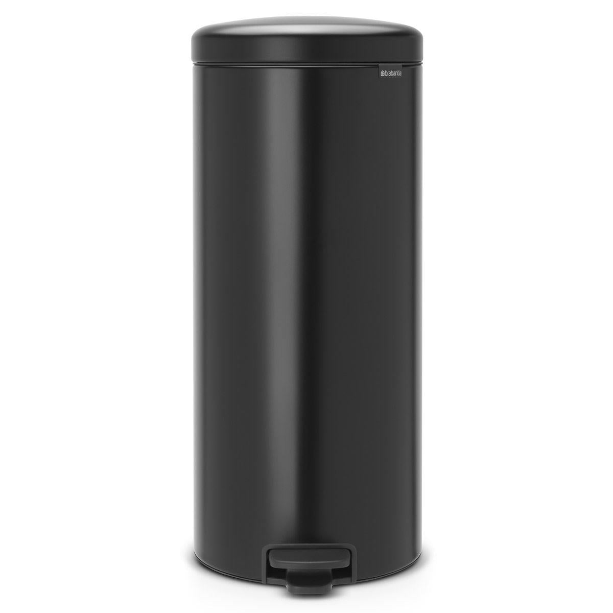 Matt Black Brabantia newIcon Pedal Bin 30 Litre Plastic Bucket