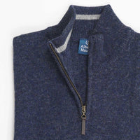 Albert and Maurice Netherton Zip Neck Lambswool Jumper Dark Navy
