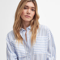 White/Blue Stripe Barbour Womens Nicola Shirt Front