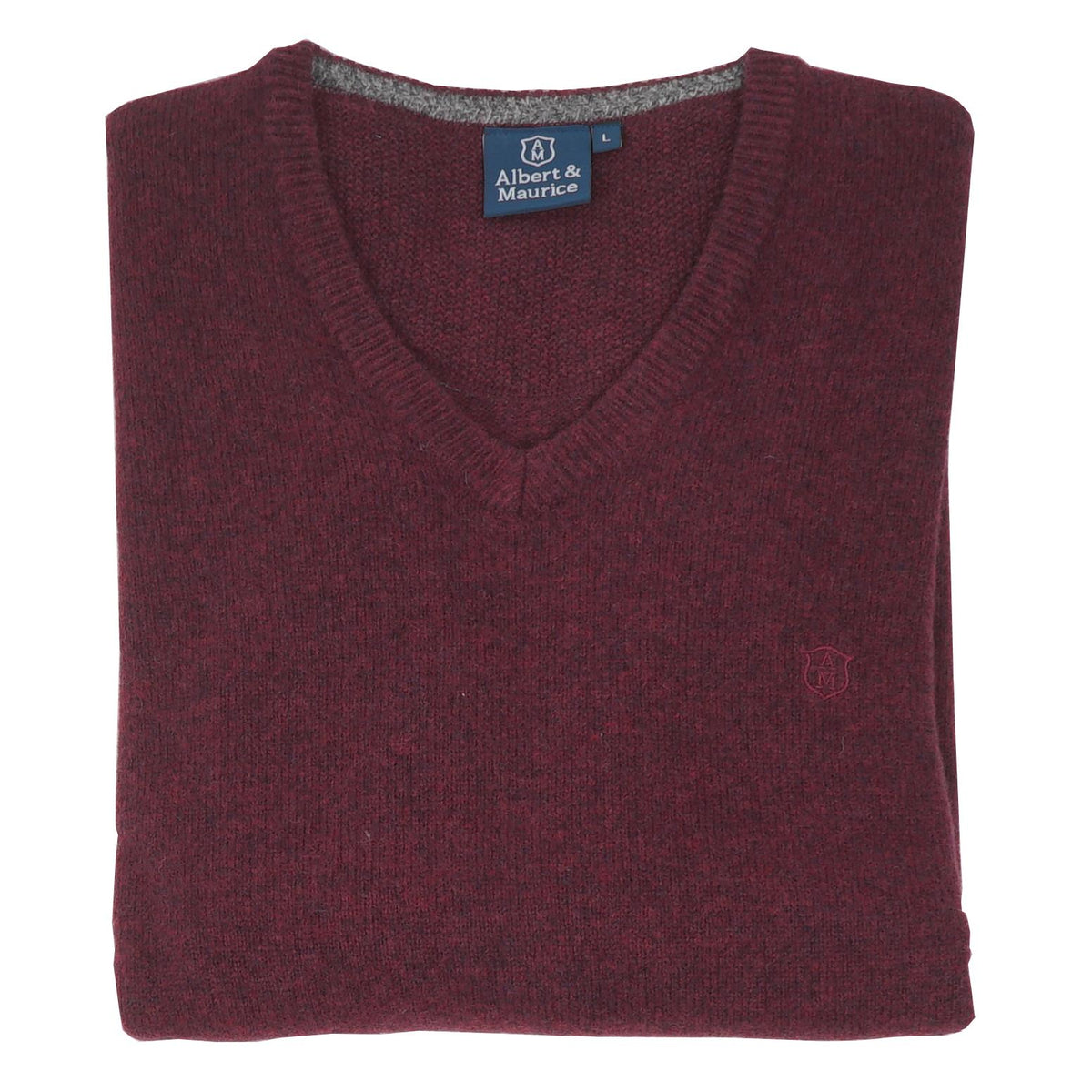 Albert and Maurice Mens Eastnor V Neck Jumper Claret