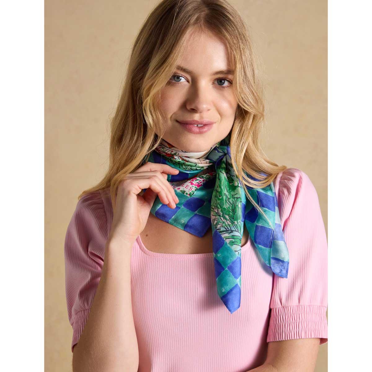 Amalfi Scene Joules Womens Bloomfield Silk Scarf as Neck Scarf