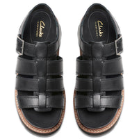 Black Leather Clarks Womens Orianna Twist Sandal Top