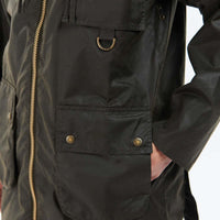 Olive Barbour Womens Highcleere Wax Jacket Pocket