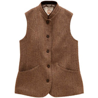 Joules Womens Nehru Collar Tweed Gilet