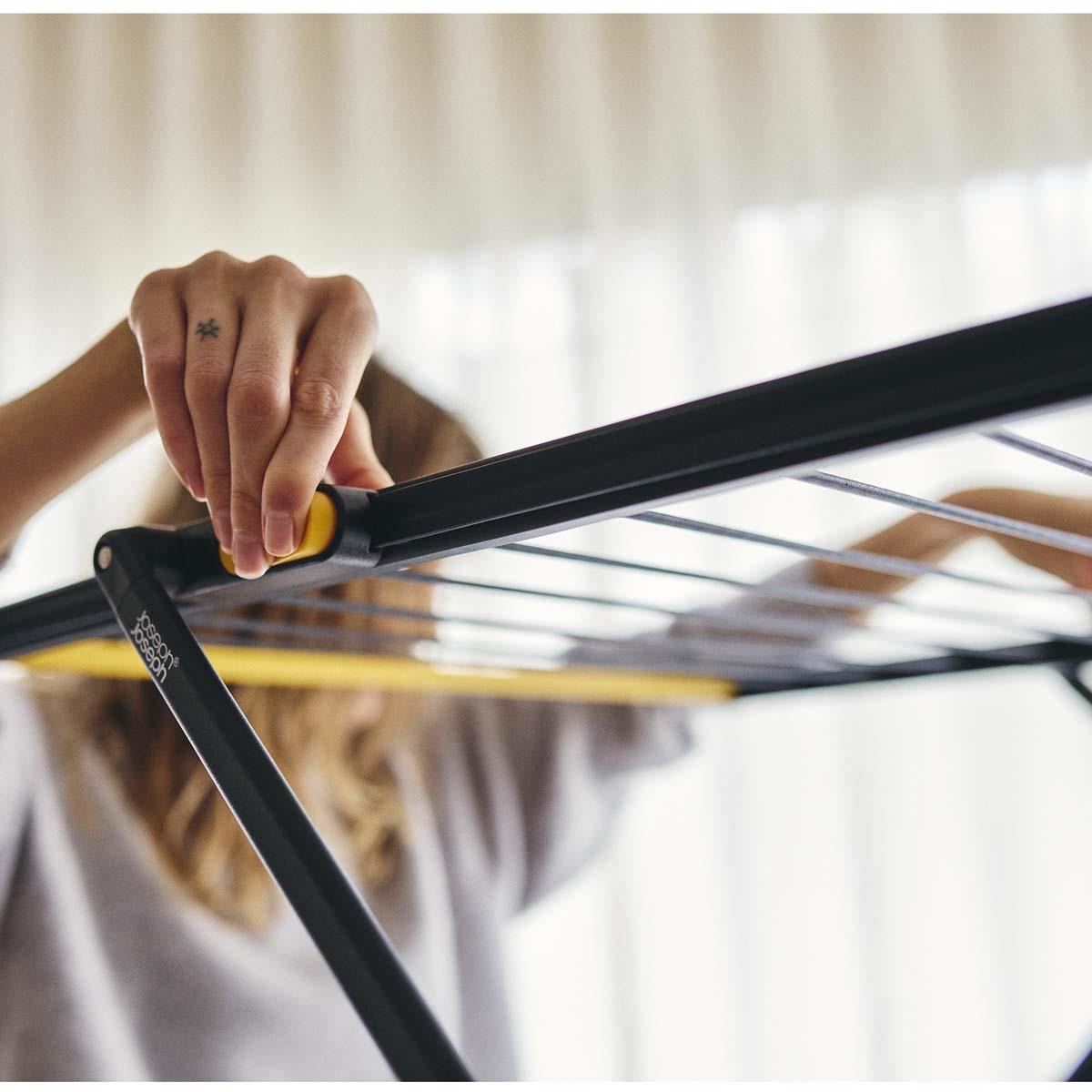 Black Joseph Joseph AirFrame Max 21m 3-Tier Clothes Airer Button Detail
