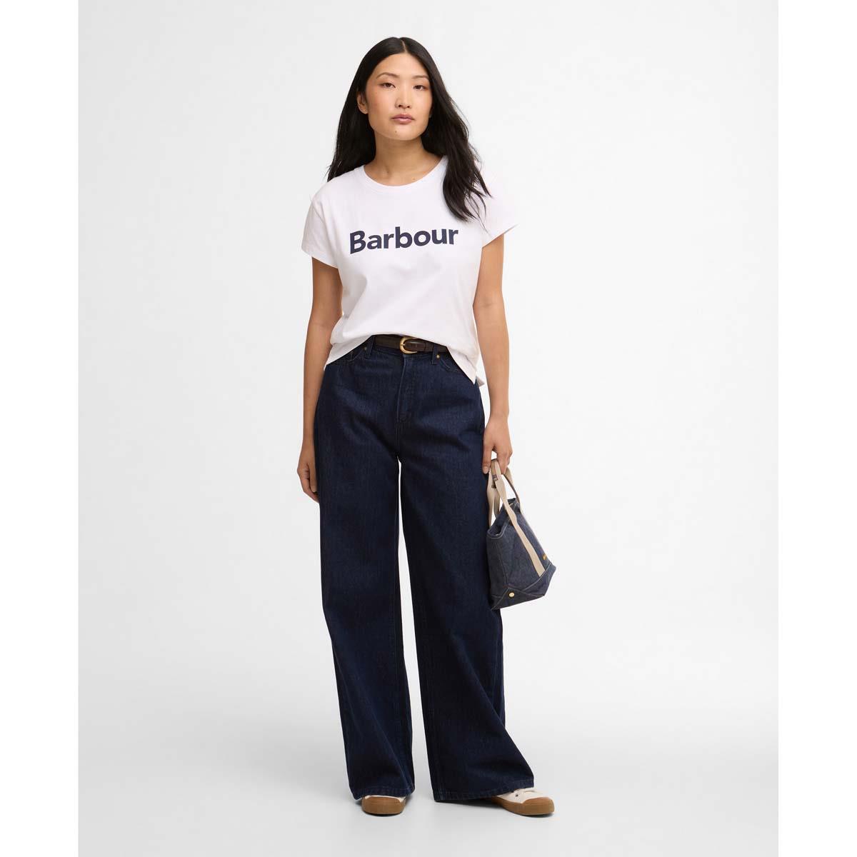 White Barbour Womens Hartland T-Shirt model2