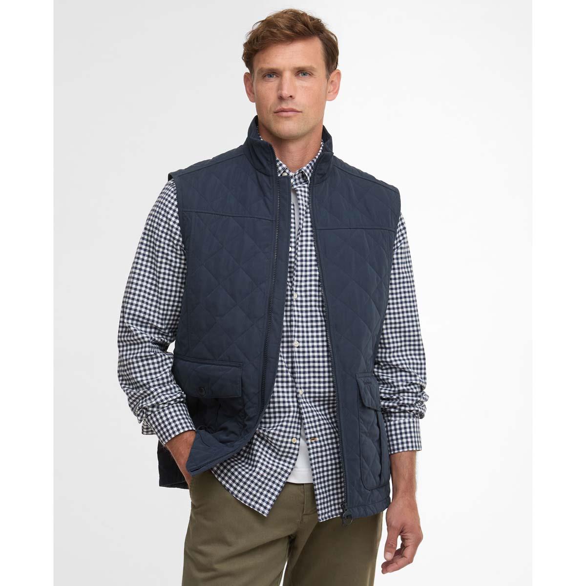 Navy Barbour Mens Sander Quilted Gilet Front