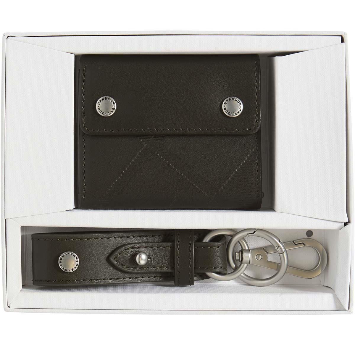 Barbour Mens Brunton Leather Wallet & Key Fob Gift Set