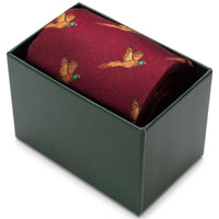 Hoggs Of Fife 100% Silk Woven Tie Pheasants Boxed
