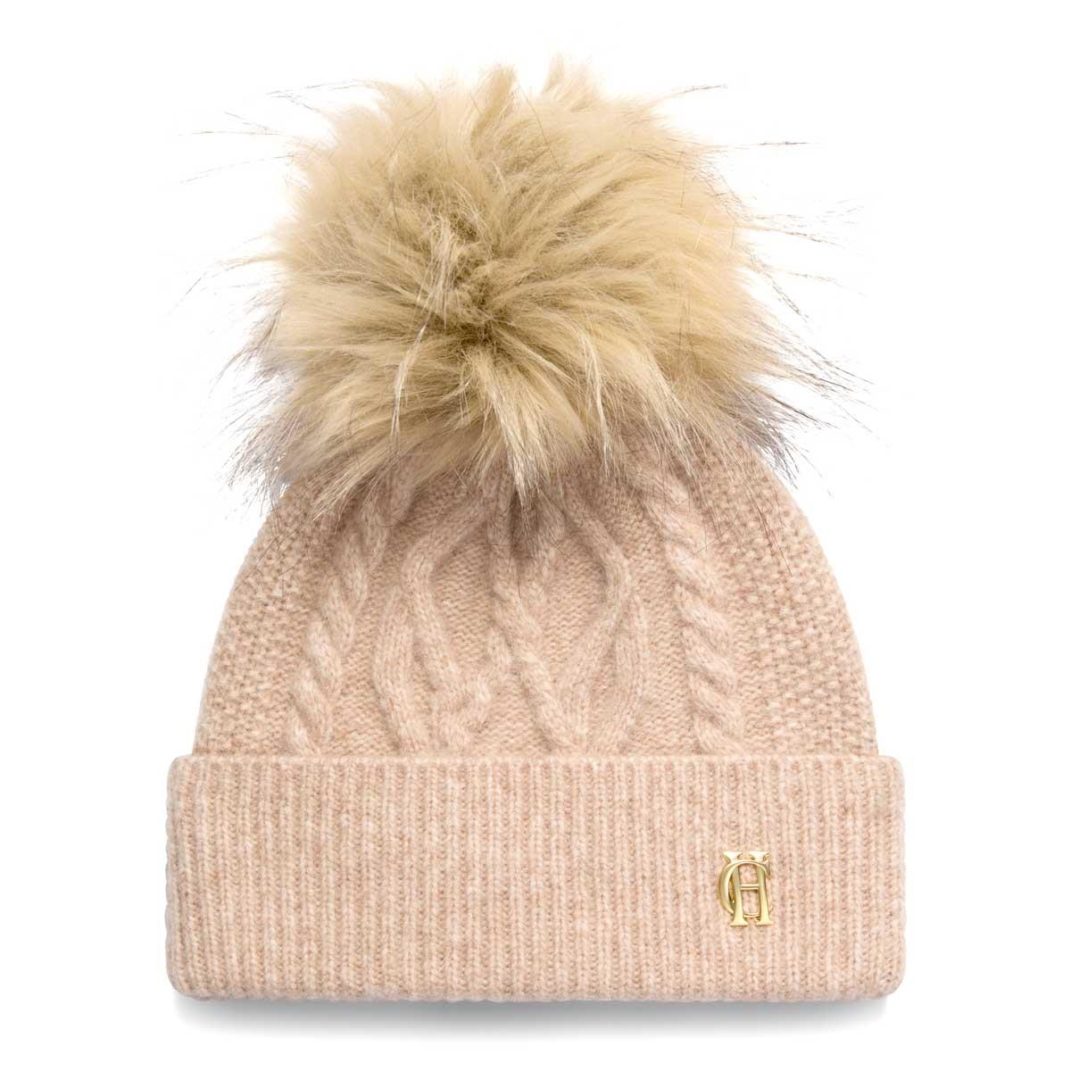 Taupe Marl Holland Cooper Womens Sloane Cable Bobble Hat