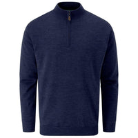Dark Navy Alan Paine Mens Falstone Quarter Zip Windblock Jumper