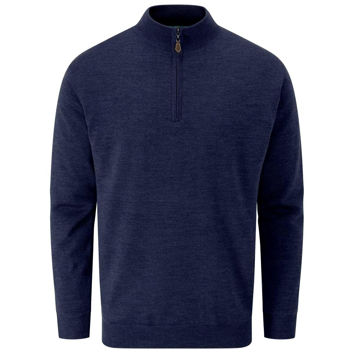 Dark Navy Alan Paine Mens Falstone Quarter Zip Windblock Jumper