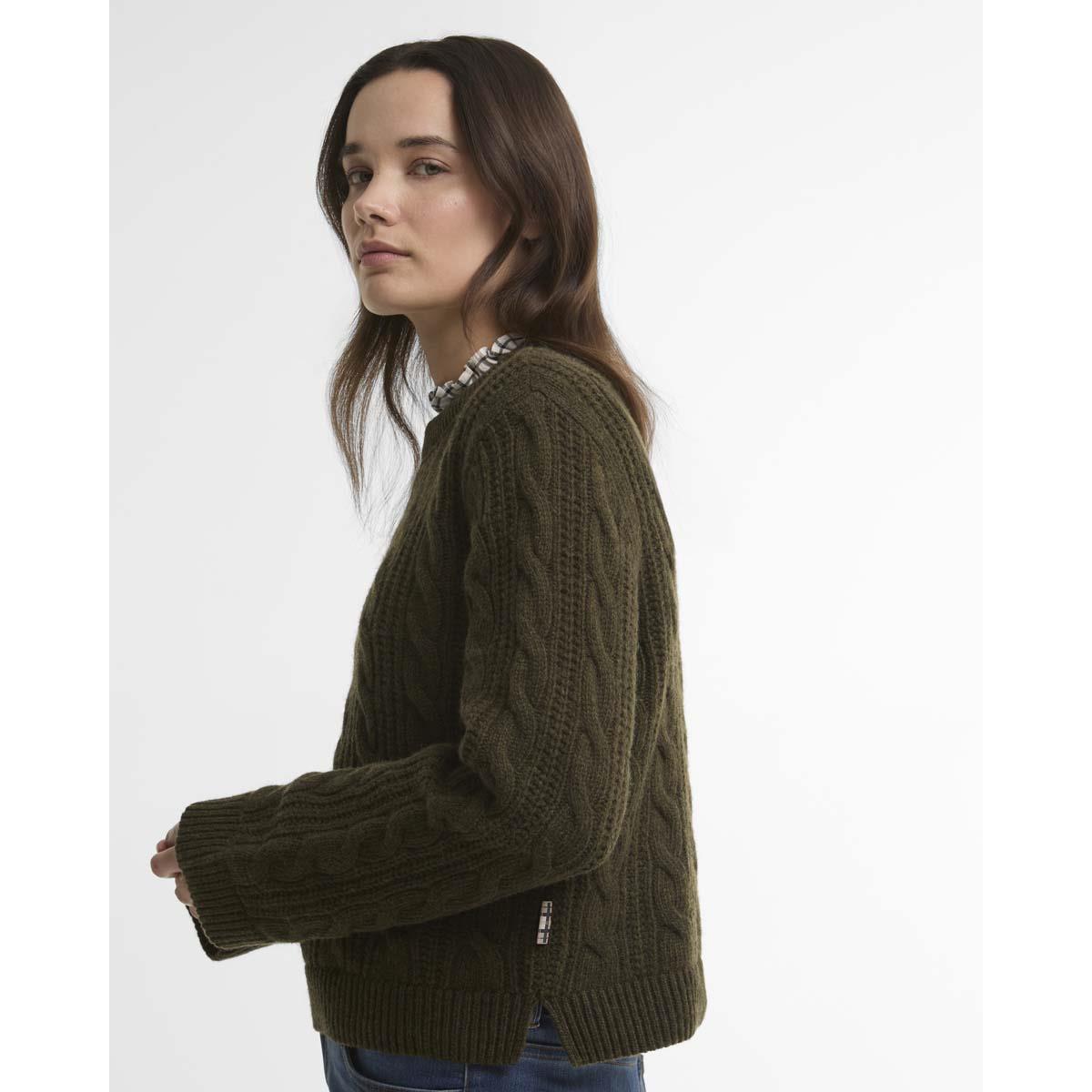 OLIVE Barbour Womens Joan Knitted Jumper SLEEVES