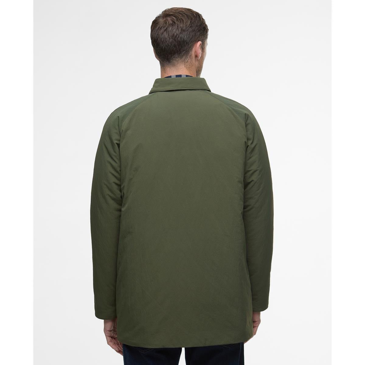 Olive Barbour Mens Wadded Lorden Showerproof Mac Back