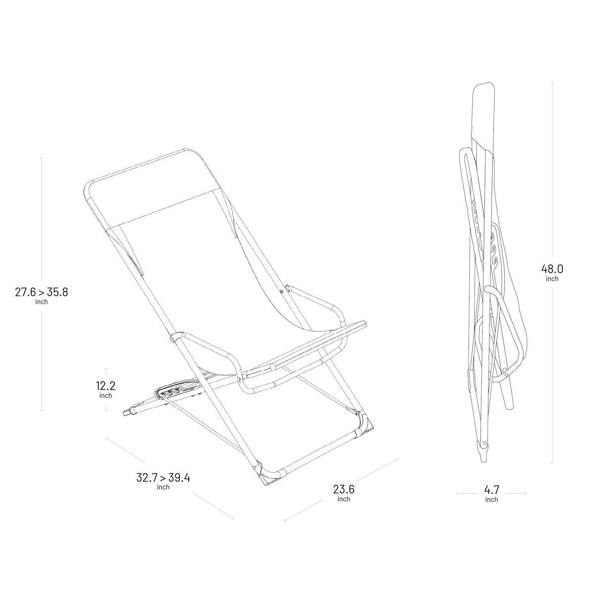 Lafuma Transaswing Batyline ISO Folding Rocking Deckchair Dimensions