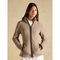 Mink Brown Joules Womens Heritage Fleece Full Zip Jacket On Model