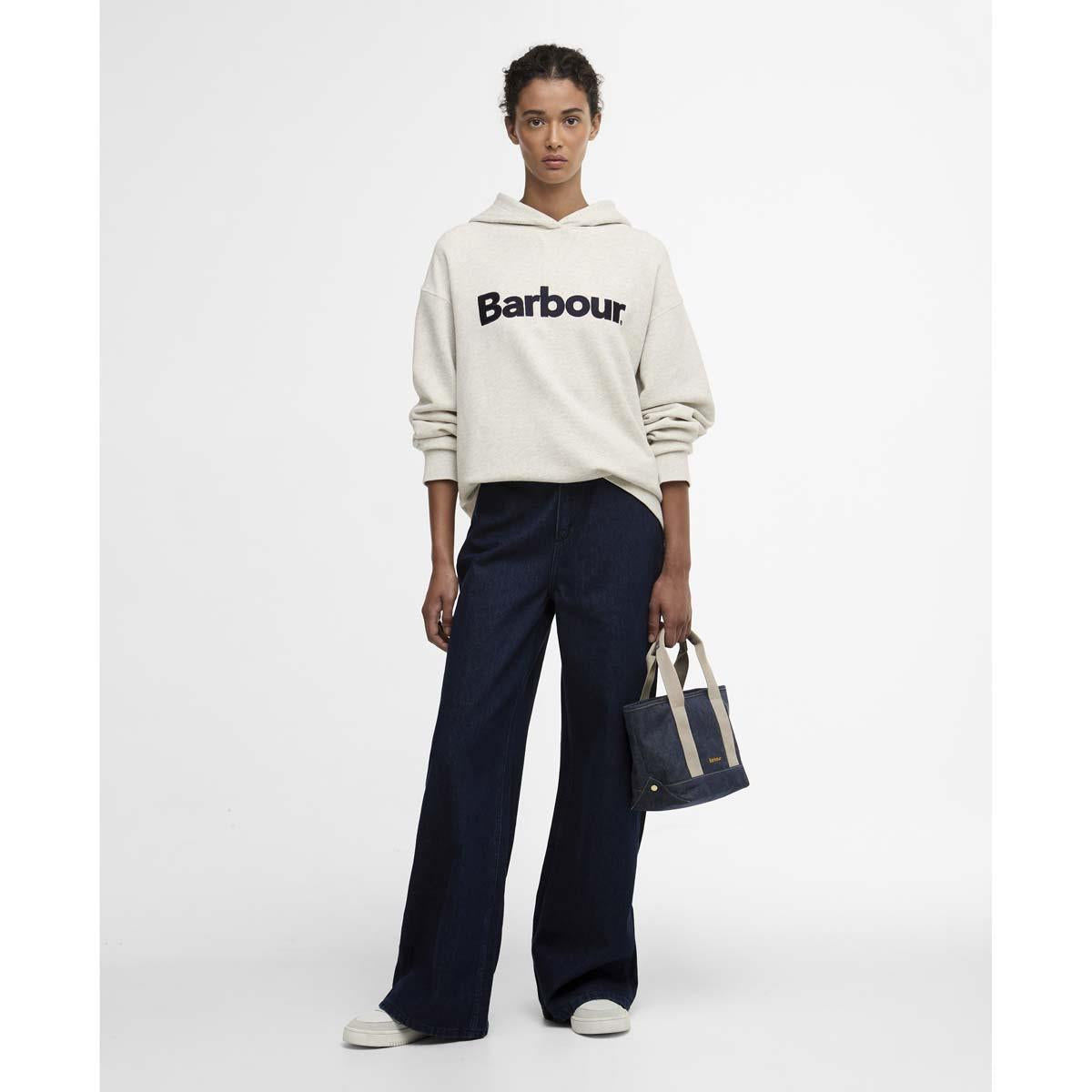Cloud Marl Barbour Womens Hartland Hoodie On Model
