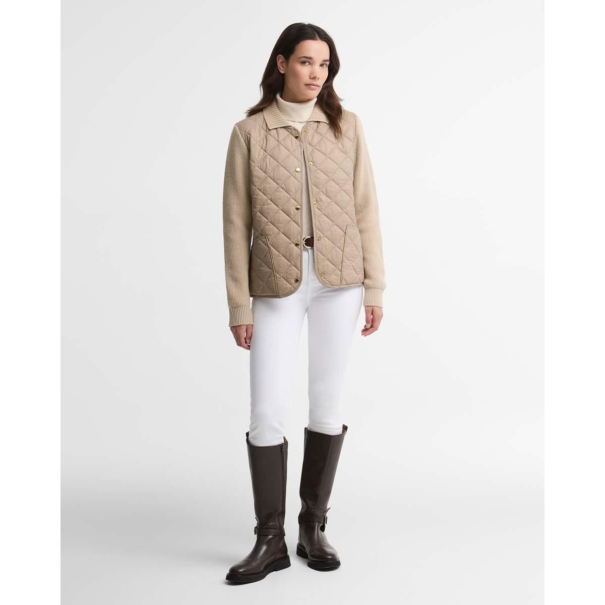 Warm Trench Barbour Womens Allendale Knitted Cardigan ON MODEL