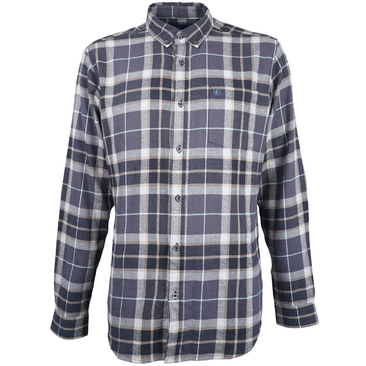 Albert and Maurice Mens Lugg Flannel Shirt Taupe Check