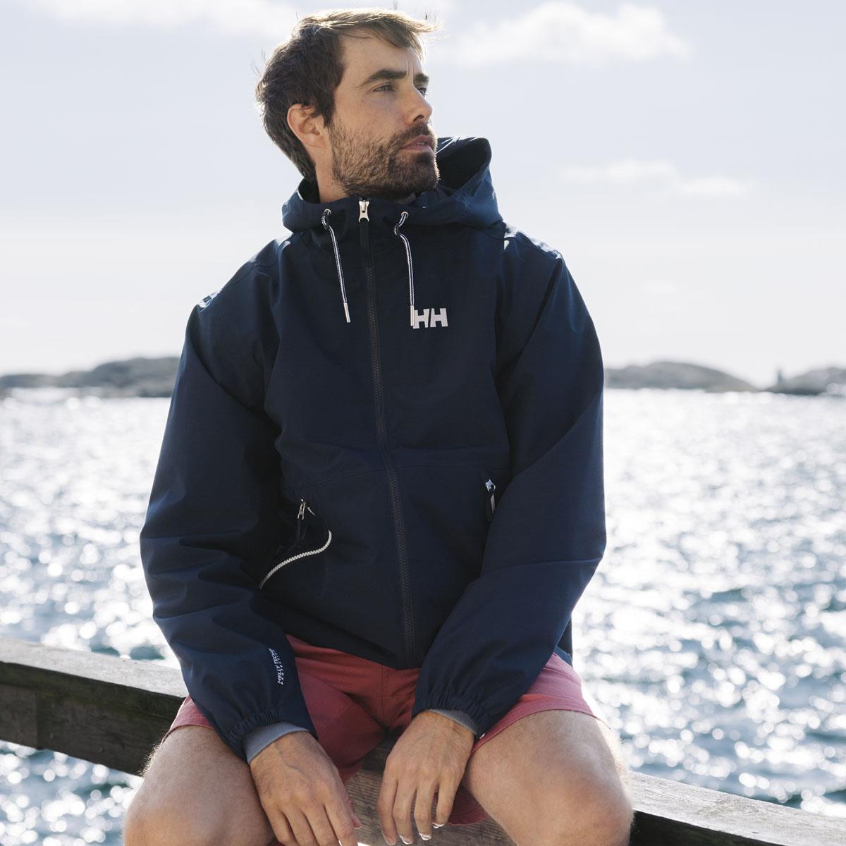 navy Helly Hansen Mens Sandoy Rain Jacket ls2