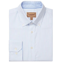 Pale Blue Stripe Schoffel Mens Holt Soft Oxford Tailored Shirt
