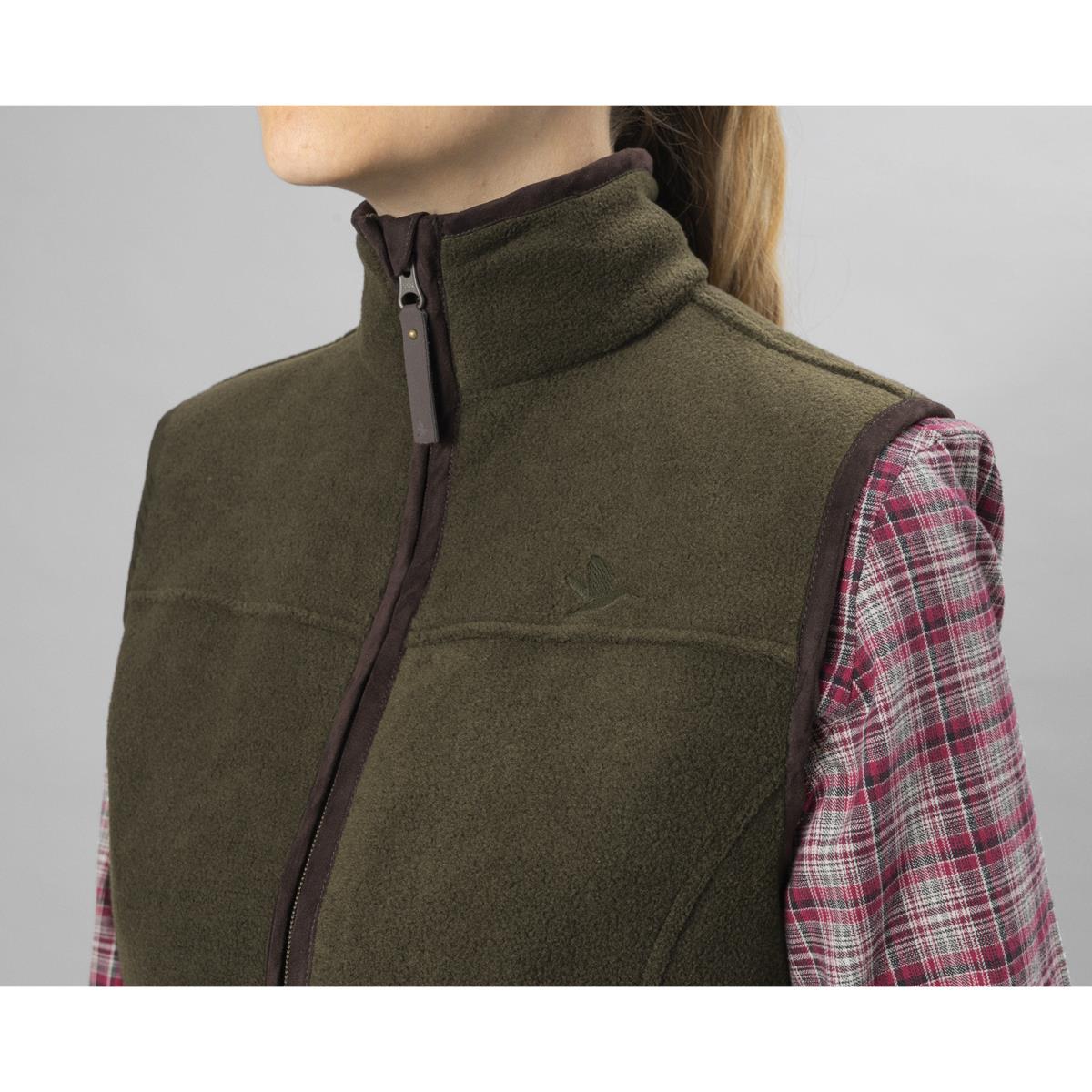 Pine Green Melange Seeland Womens Woodcock Ivy Fleece Waistcoat On Model