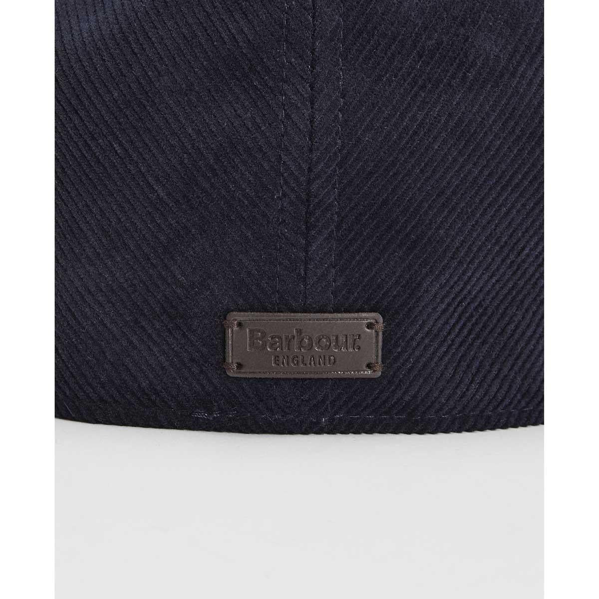 Navy Barbour Mens Bayfield Flat Cap detail