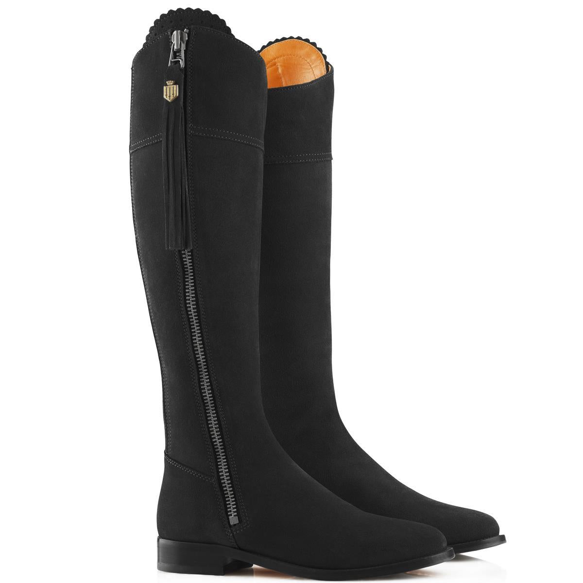 Black Suede Fairfax and Favor Flat Regina Boot