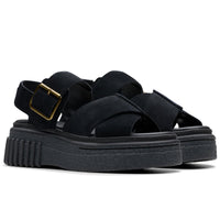 Black Suede Clarks Womens Evamar Wish Sandal