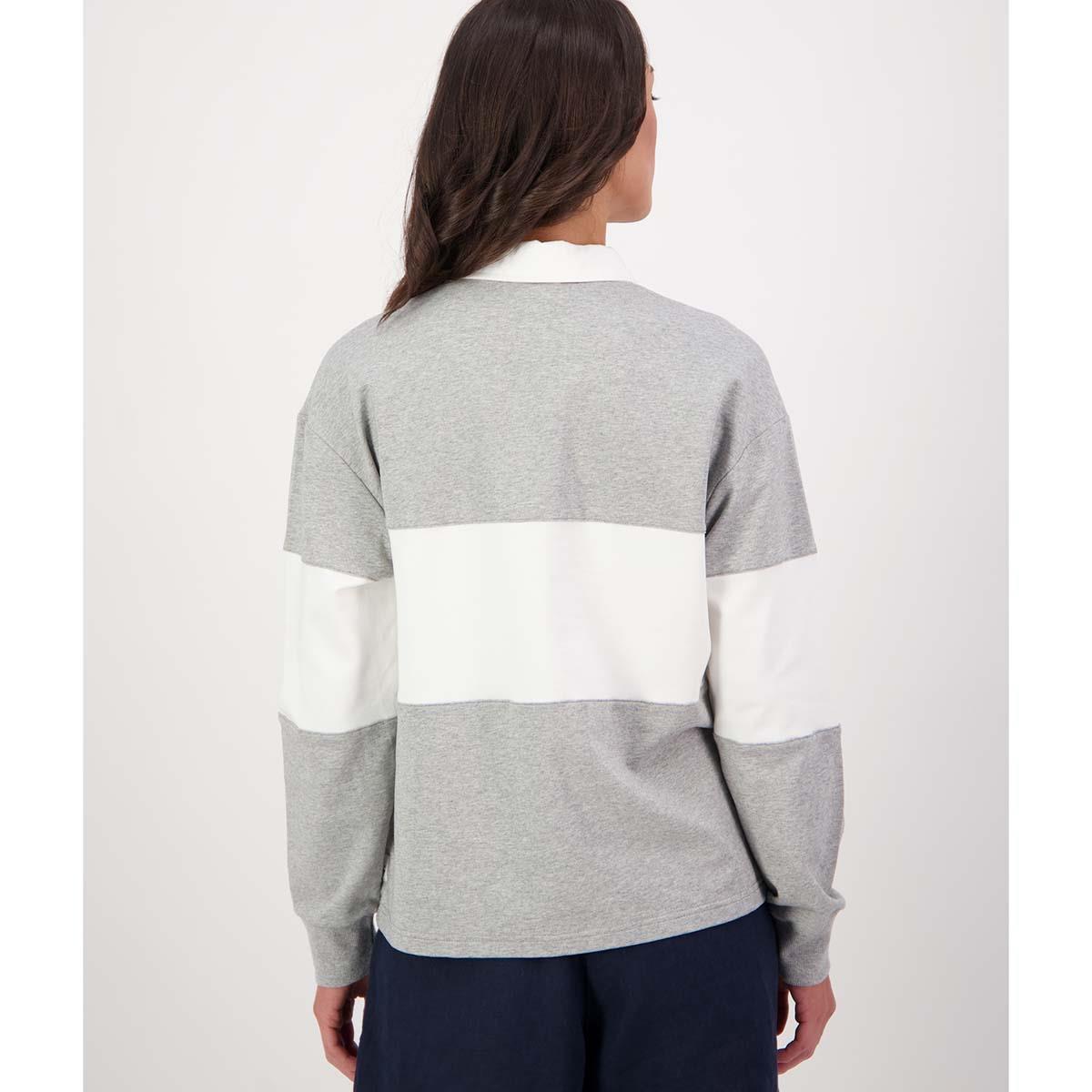 Grey Marle/White Swanndri Womens Cameron Rugby Shirt Back