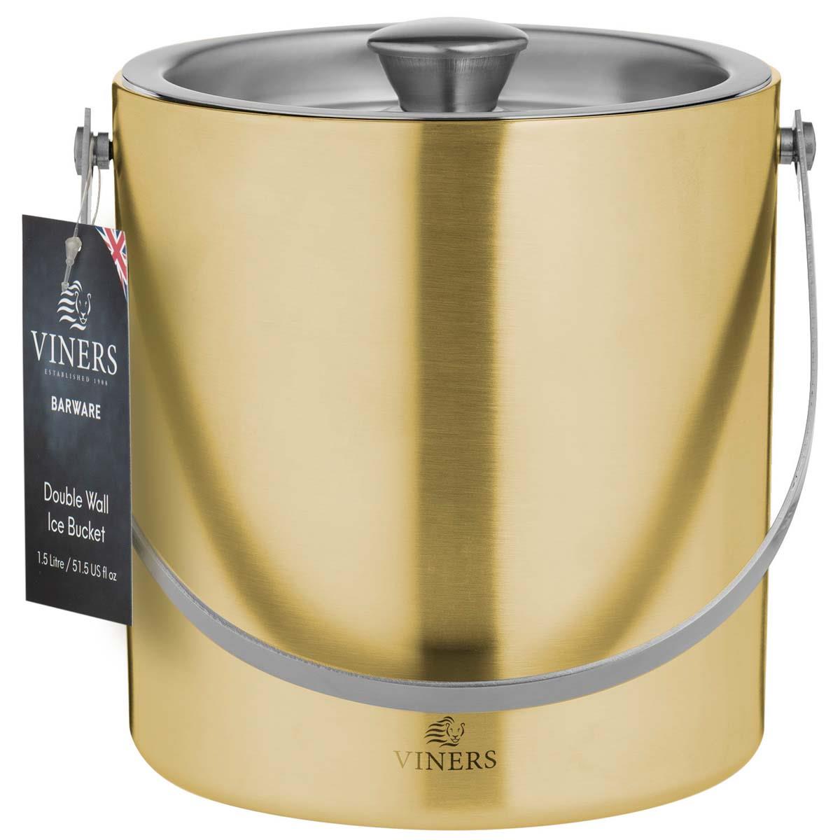 Viners Barware 1.5L Gold Double Wall Ice Bucket PACK