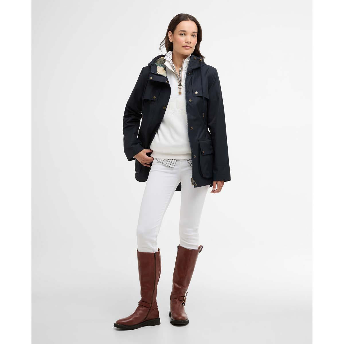 Dark Navy Barbour Womens Maple Waterproof Jacket On Model