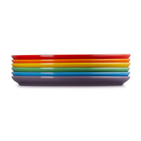 Le Creuset Stoneware Set of 6 Rainbow Coupe Side Plates Stack