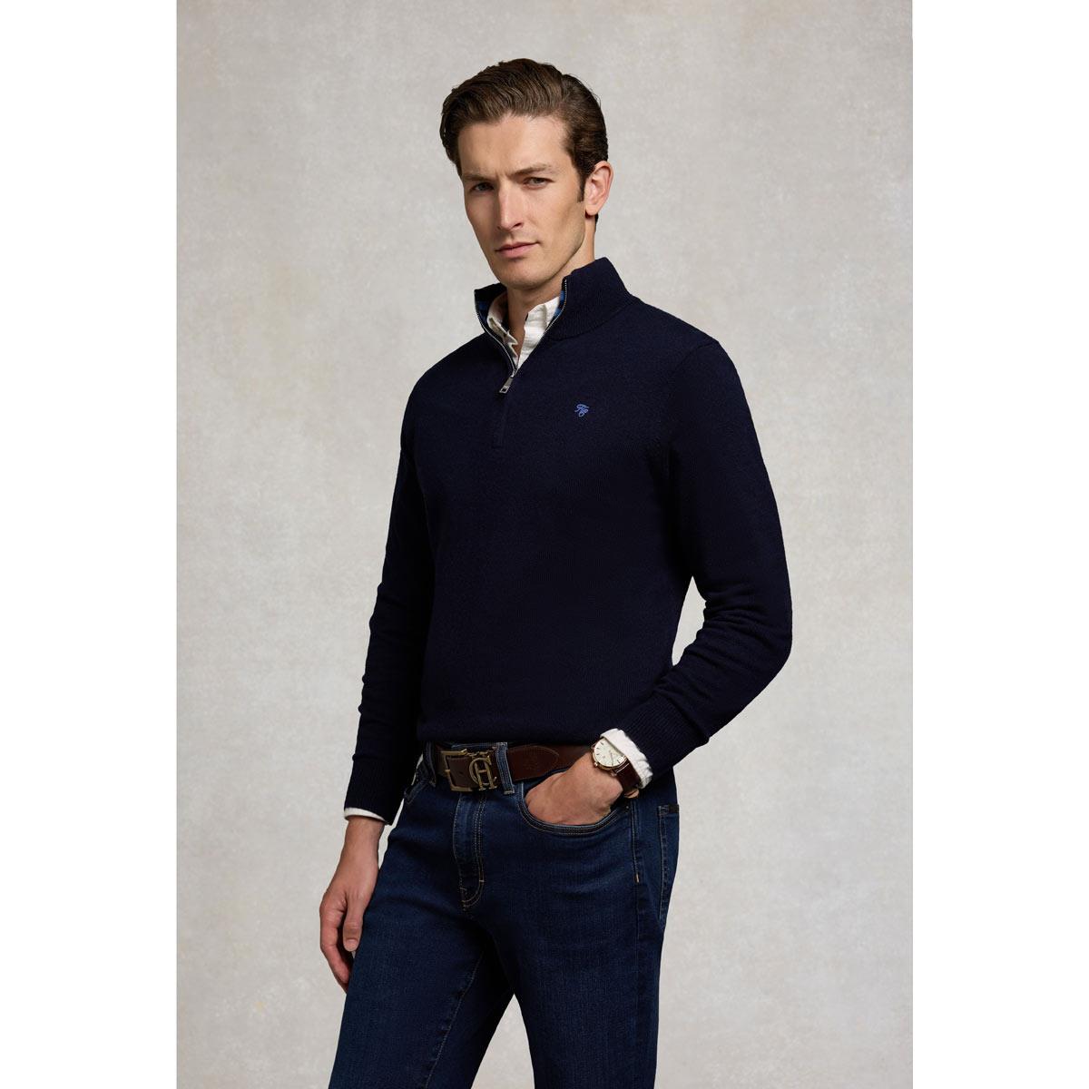 Holland Cooper Mens Fine Quarter Zip Knit Jumper