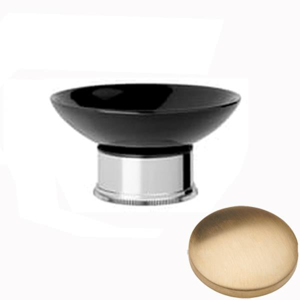 Brushed Gold Unlacquered Samuel Heath Style Moderne Freestanding Black Ceramic Soap Holder N6664B