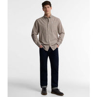 Dark Bordeaux Barbour Mens Farmtown Regular Fit Checked Shirt ON MODEL