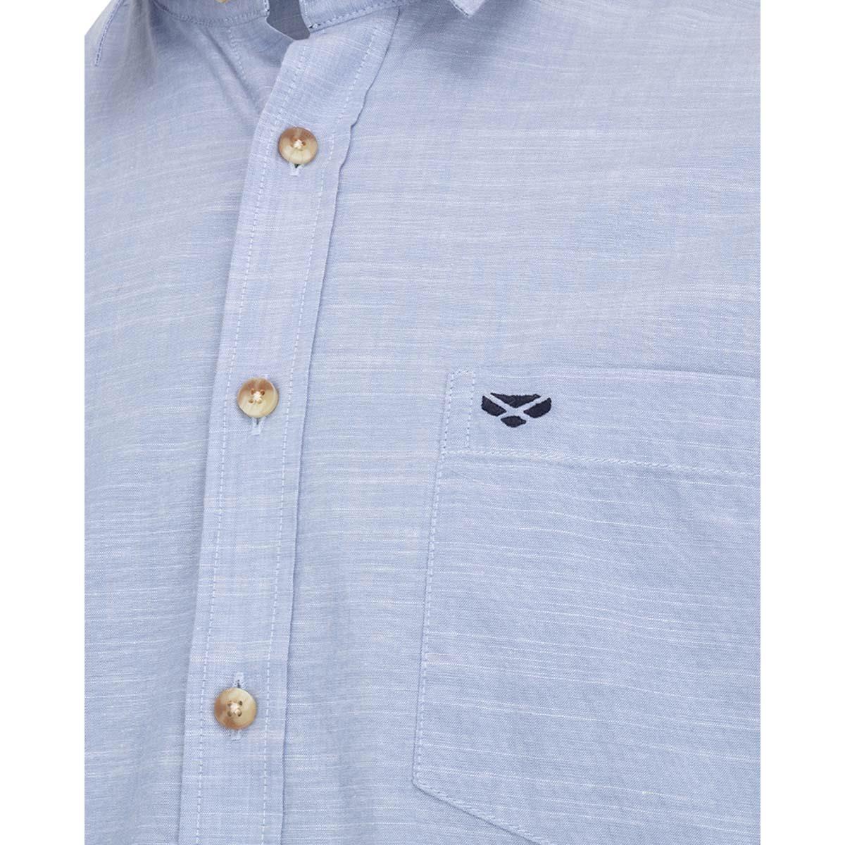 Plain Blue Hoggs of Fife Mens Aberdour Short Sleeve Shirt Chest