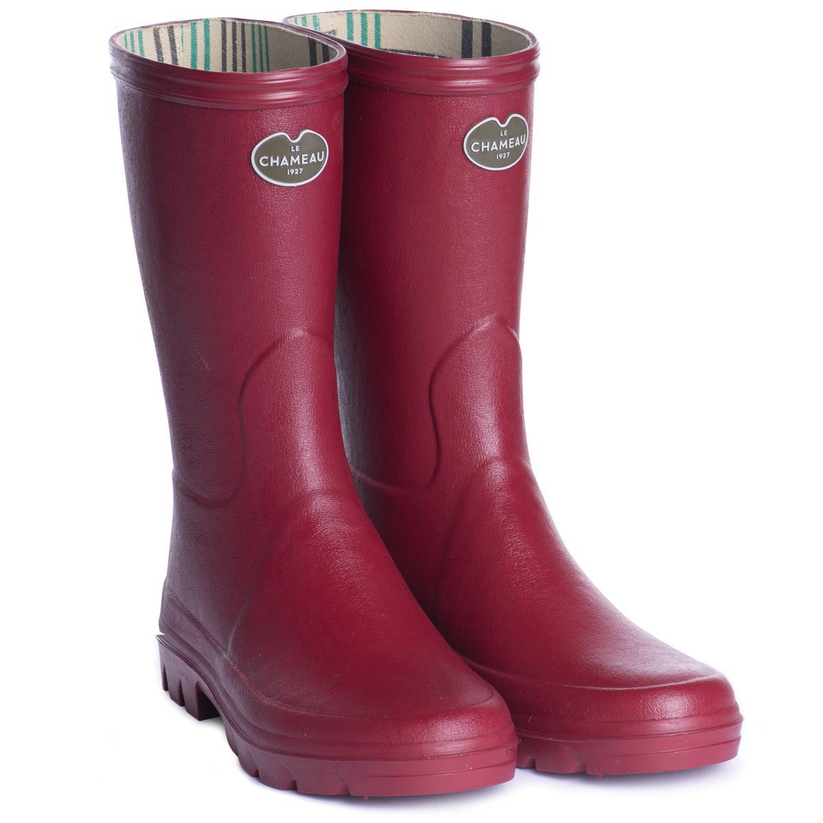 Le Chameau Womens Iris Bottillon Jersey Lined Boot Rouge