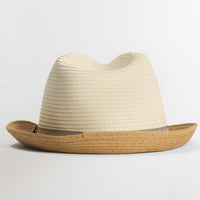 Ecru/Tan Barbour Mens Ashill Trilby Summer Hat Back