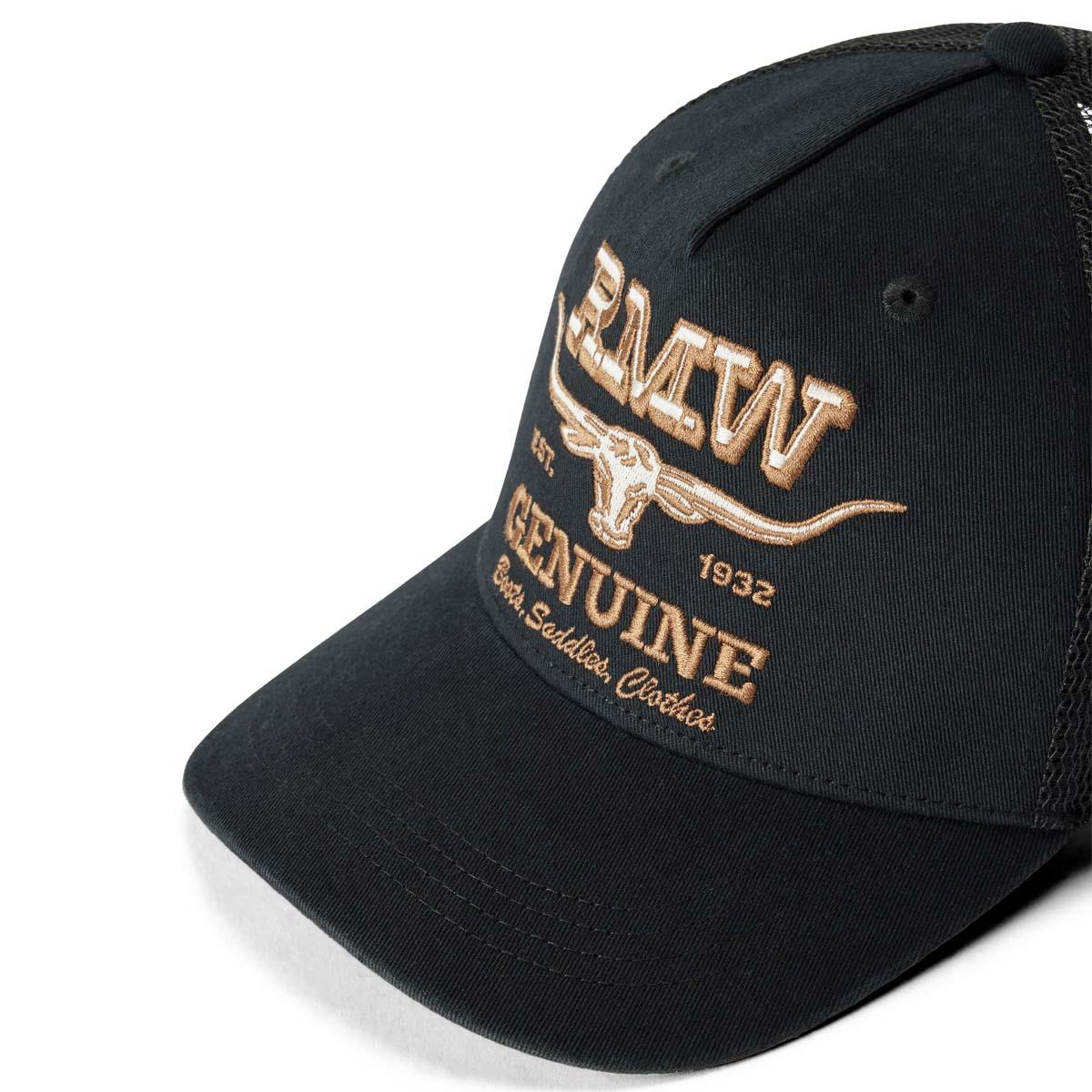 Worker Black R.M. Williams Genuine Longhorn Trucker Cap side